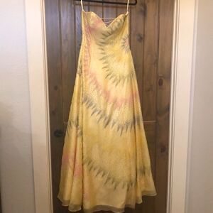 Yellow prom dress with beading, sweetheart